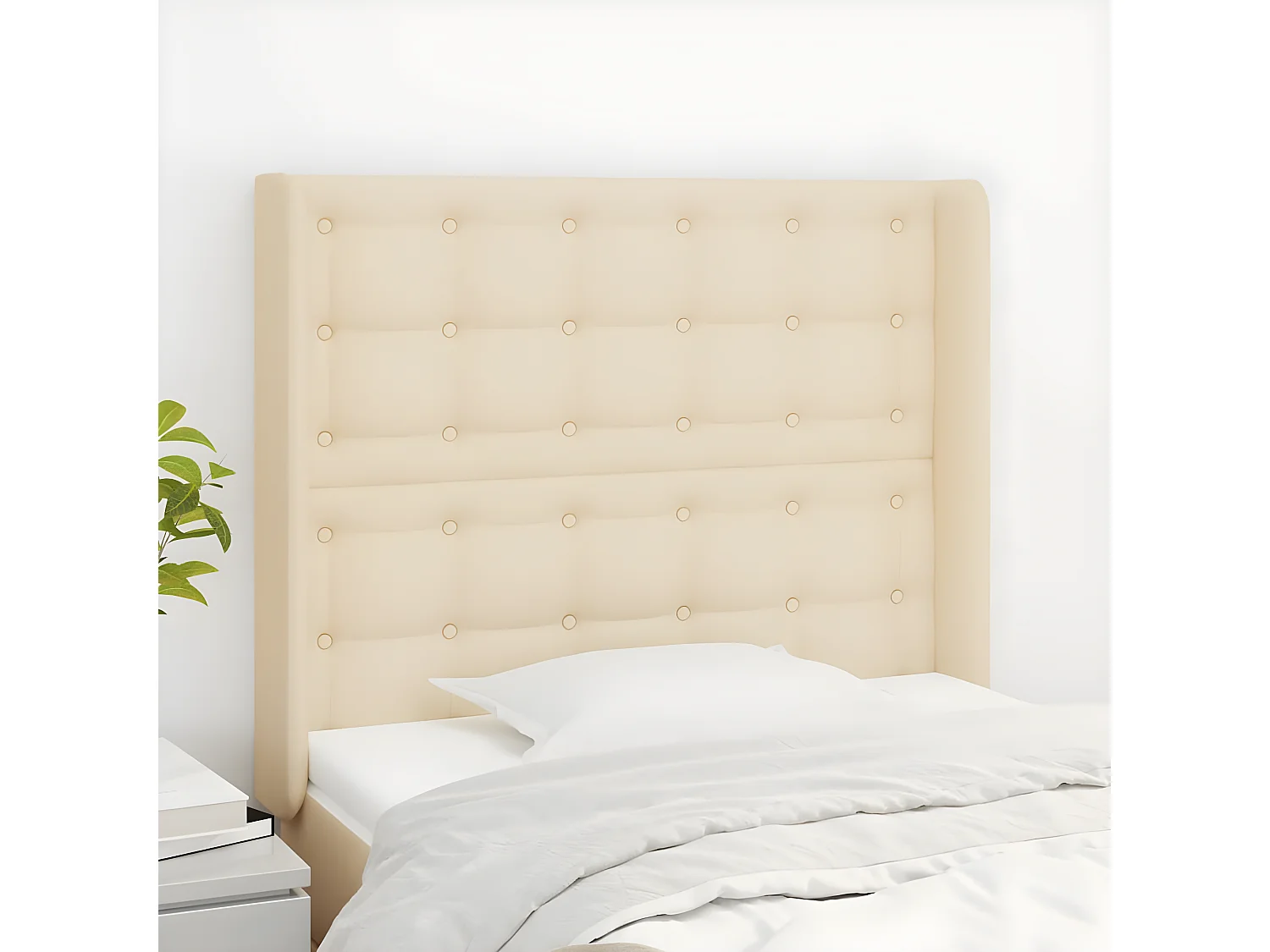Tête de lit avec oreilles Crème 93x16x118/128 cm Tissu