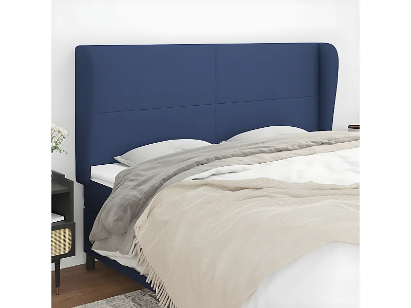 Tête de lit avec oreilles Bleu 163x23x118/128 cm Tissu