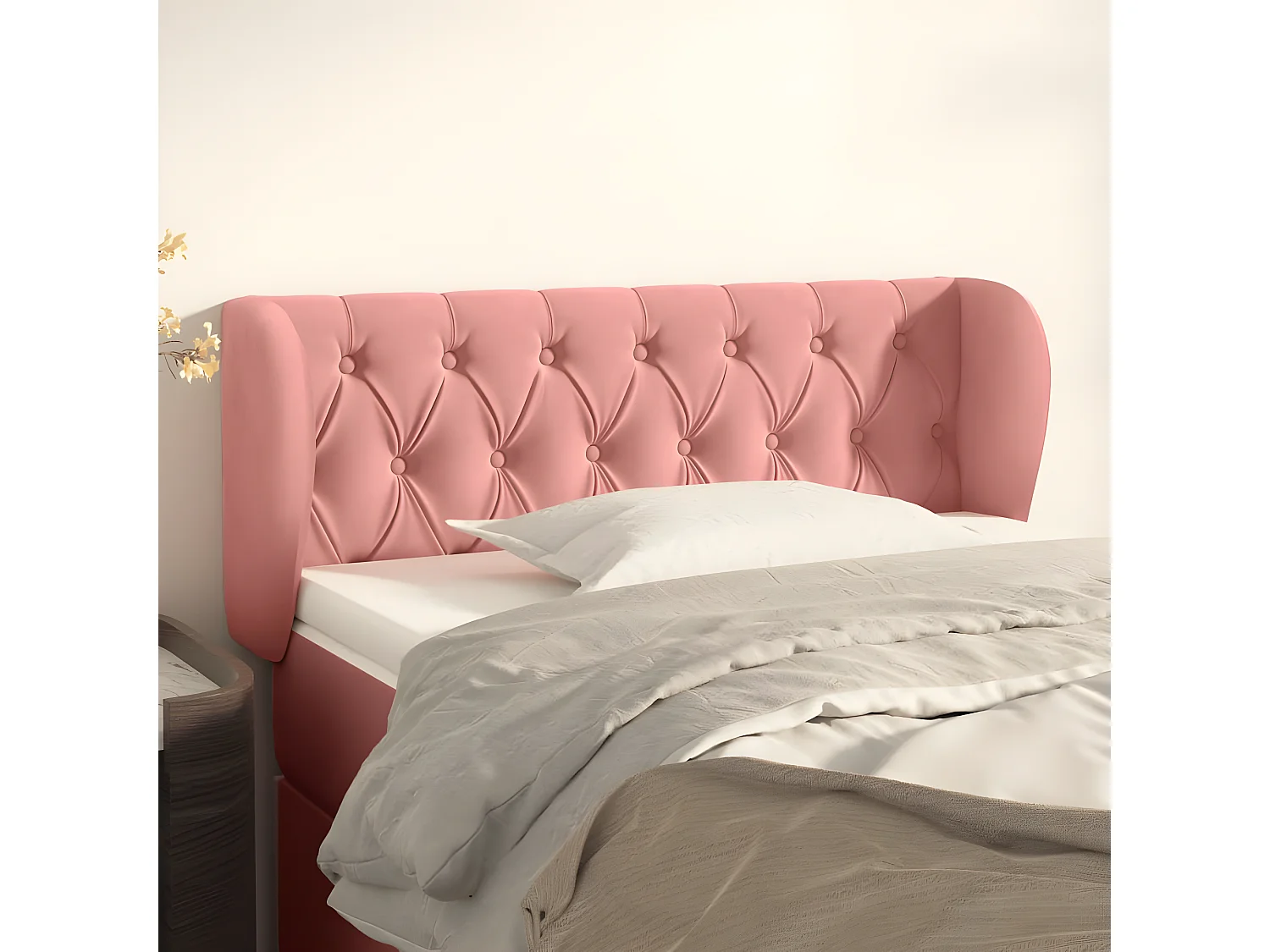 Tête de lit avec oreilles Rose 103x23x78/88 cm Velours