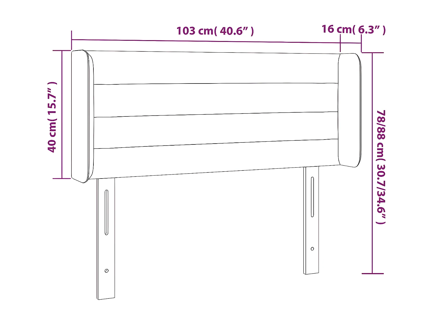 Tête de lit avec oreilles Rose 103x16x78/88 cm Velours