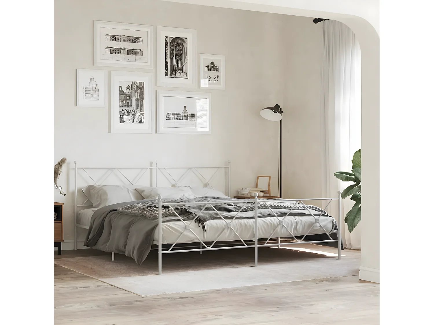 Cabeceira de cama 180 cm metal branco