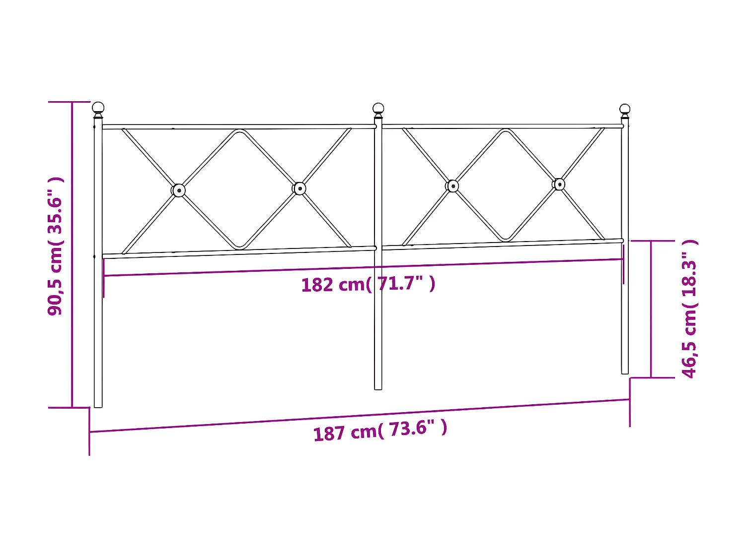Cabeceira de cama 180 cm metal branco