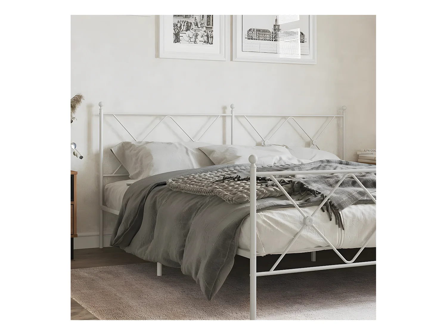 Tête de lit métal blanc 180 cm