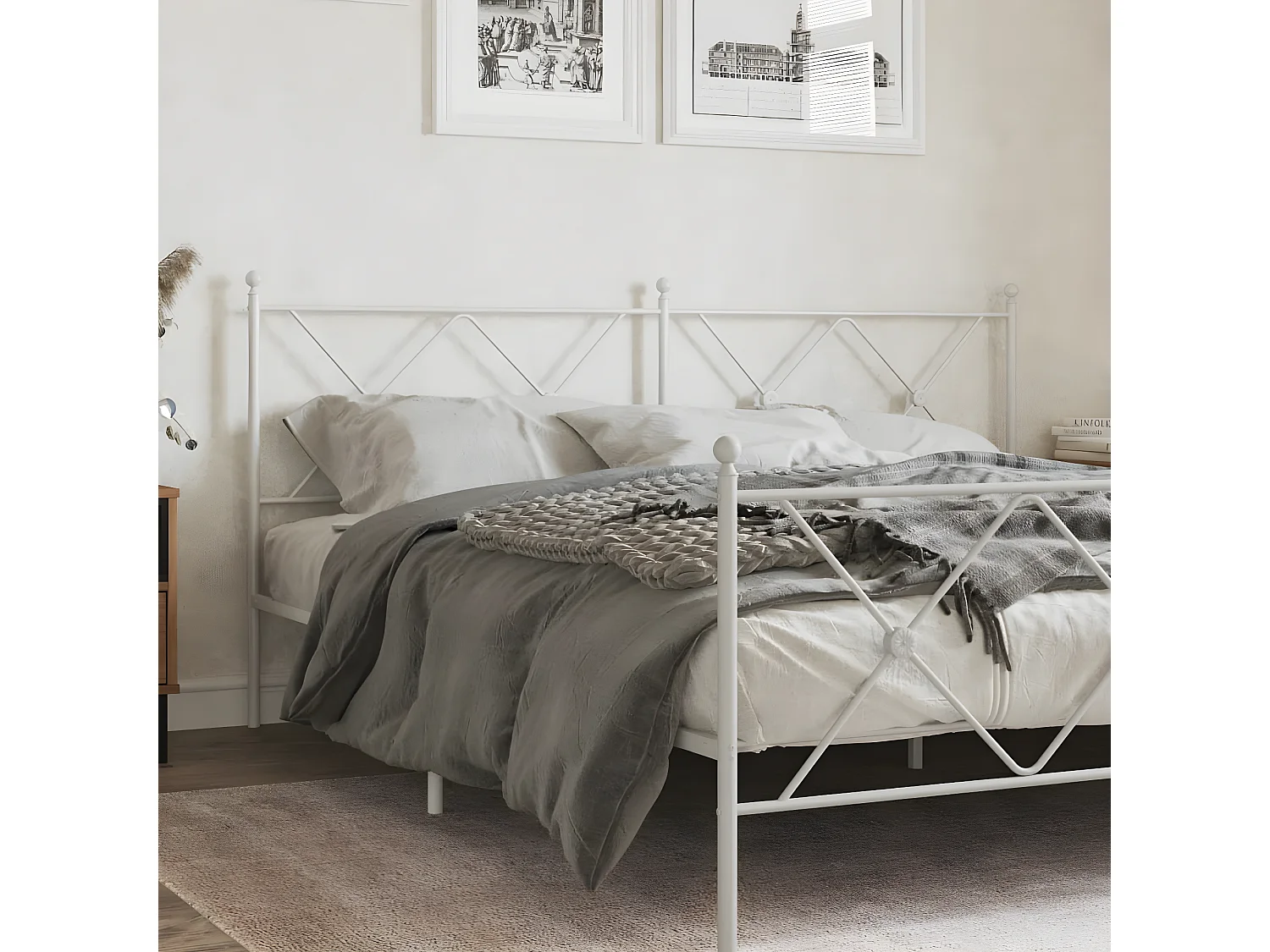 Tête de lit métal blanc 180 cm