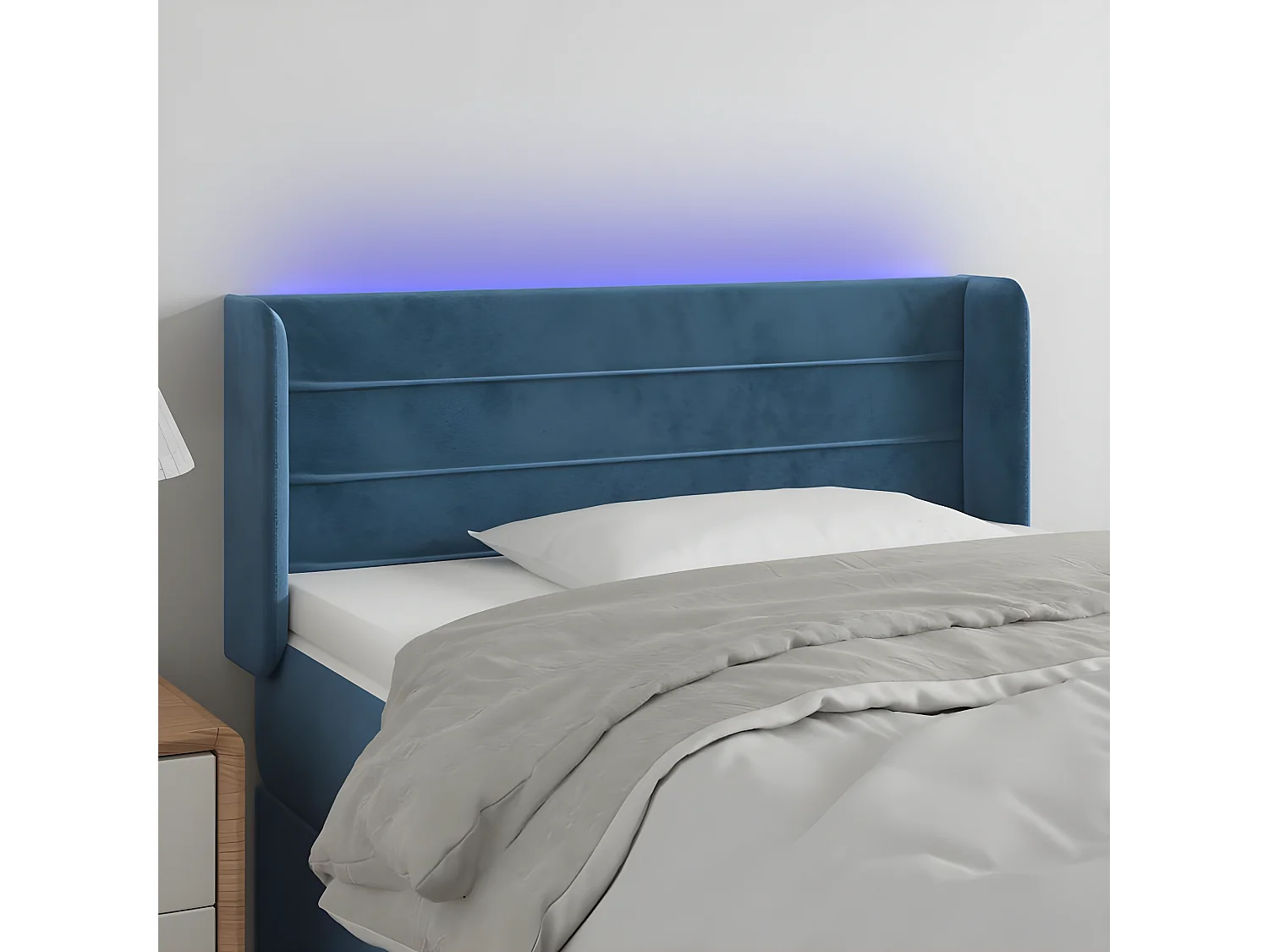 Hoofdbord LED 103x16x78/88 cm fluweel donkerblauw