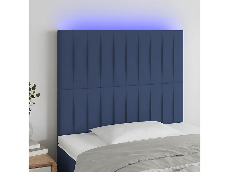 Hoofdbord LED 80x5x118/128 cm stof blauw
