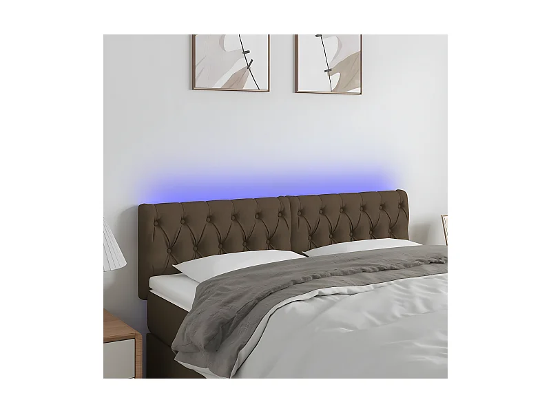 Cabecero con LED de tela marrón oscuro 160x7x78/88 cm