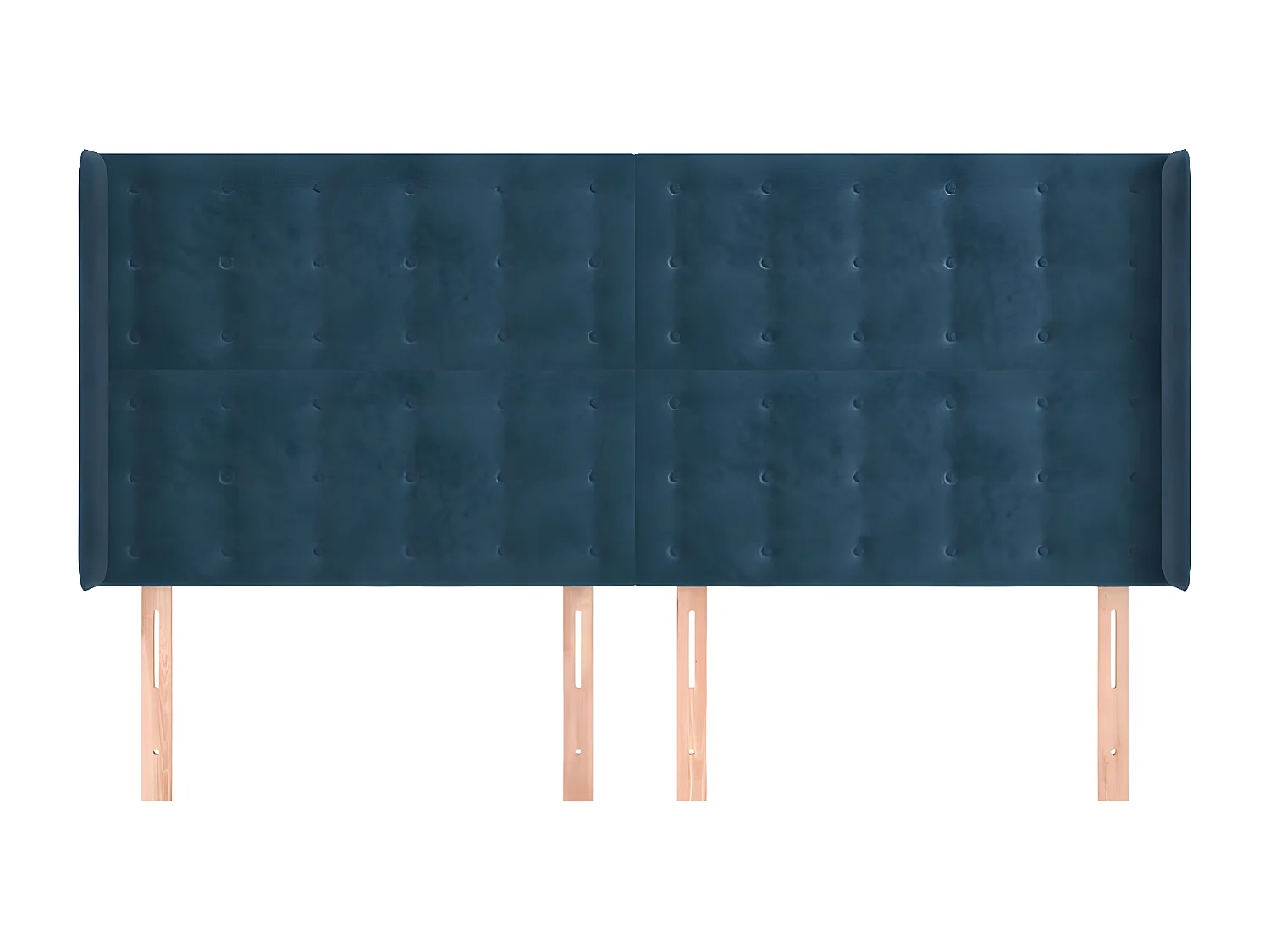 Tête de lit avec oreilles Bleu foncé 163x16x118/128 cm Velours