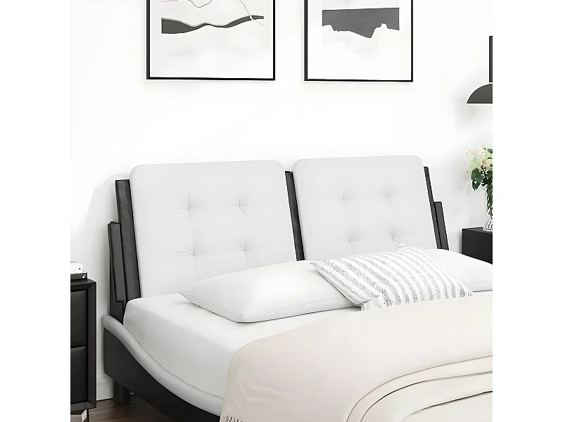 Coussin de tête de lit noir et blanc 120 cm similicuir