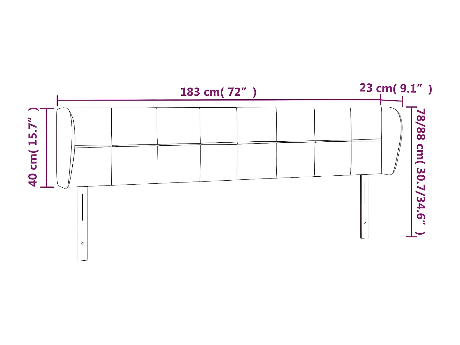 Tête de lit avec oreilles Rose 183x23x78/88 cm Velours