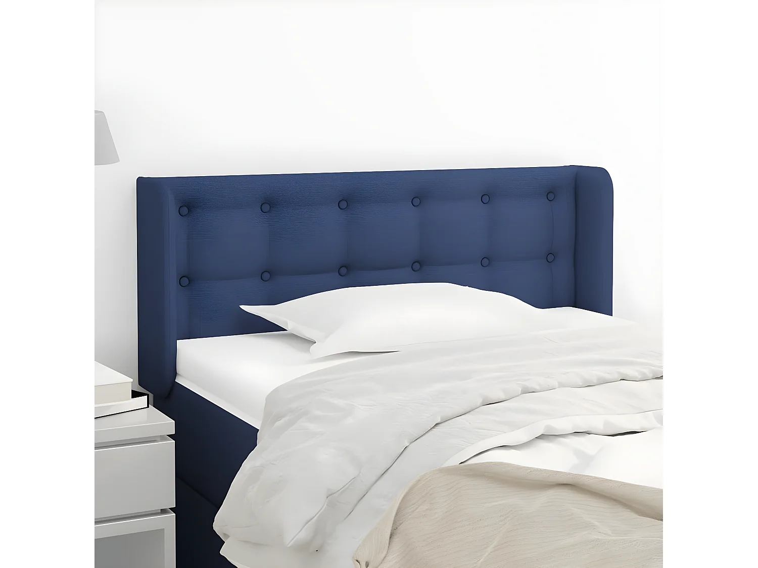 Cabecero de tela azul 93x16x78/88 cm