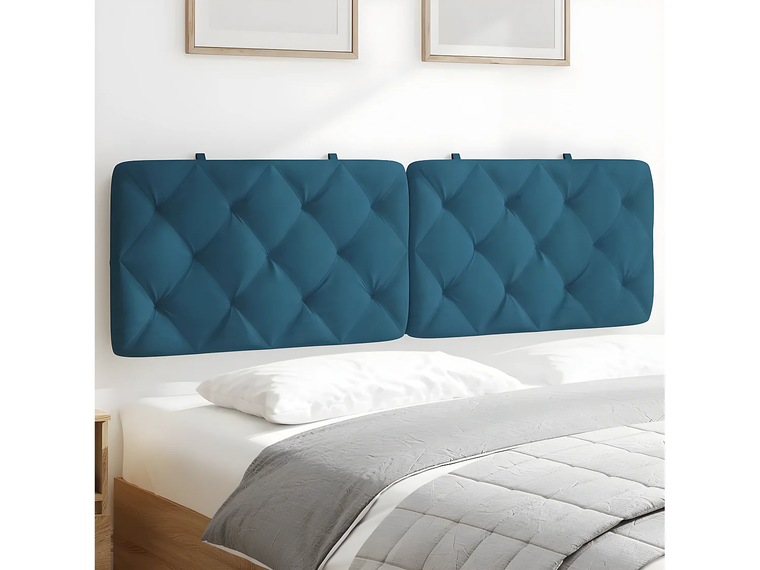 Coussin de tête de lit bleu 160 cm velours