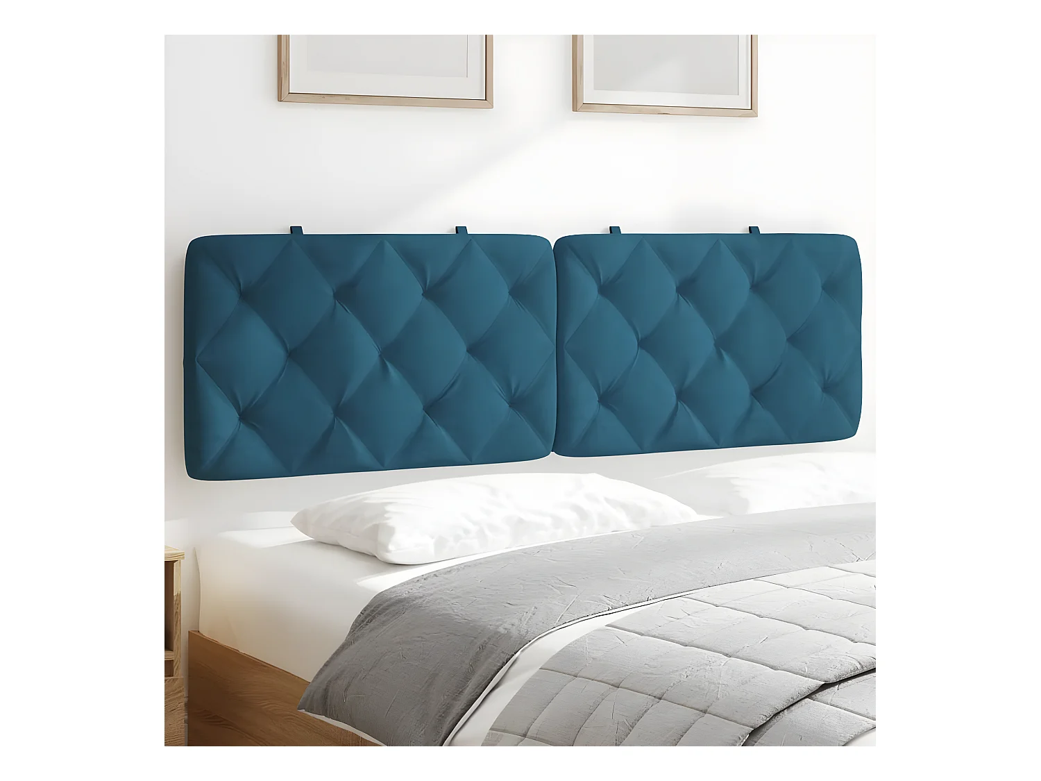 Coussin de tête de lit bleu 160 cm velours
