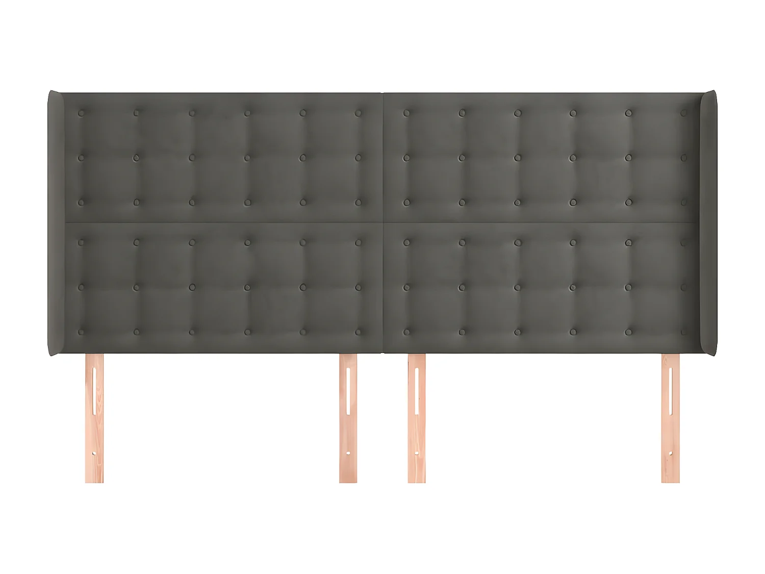 Tête de lit avec oreilles Gris foncé 183x16x118/128 cm Velours