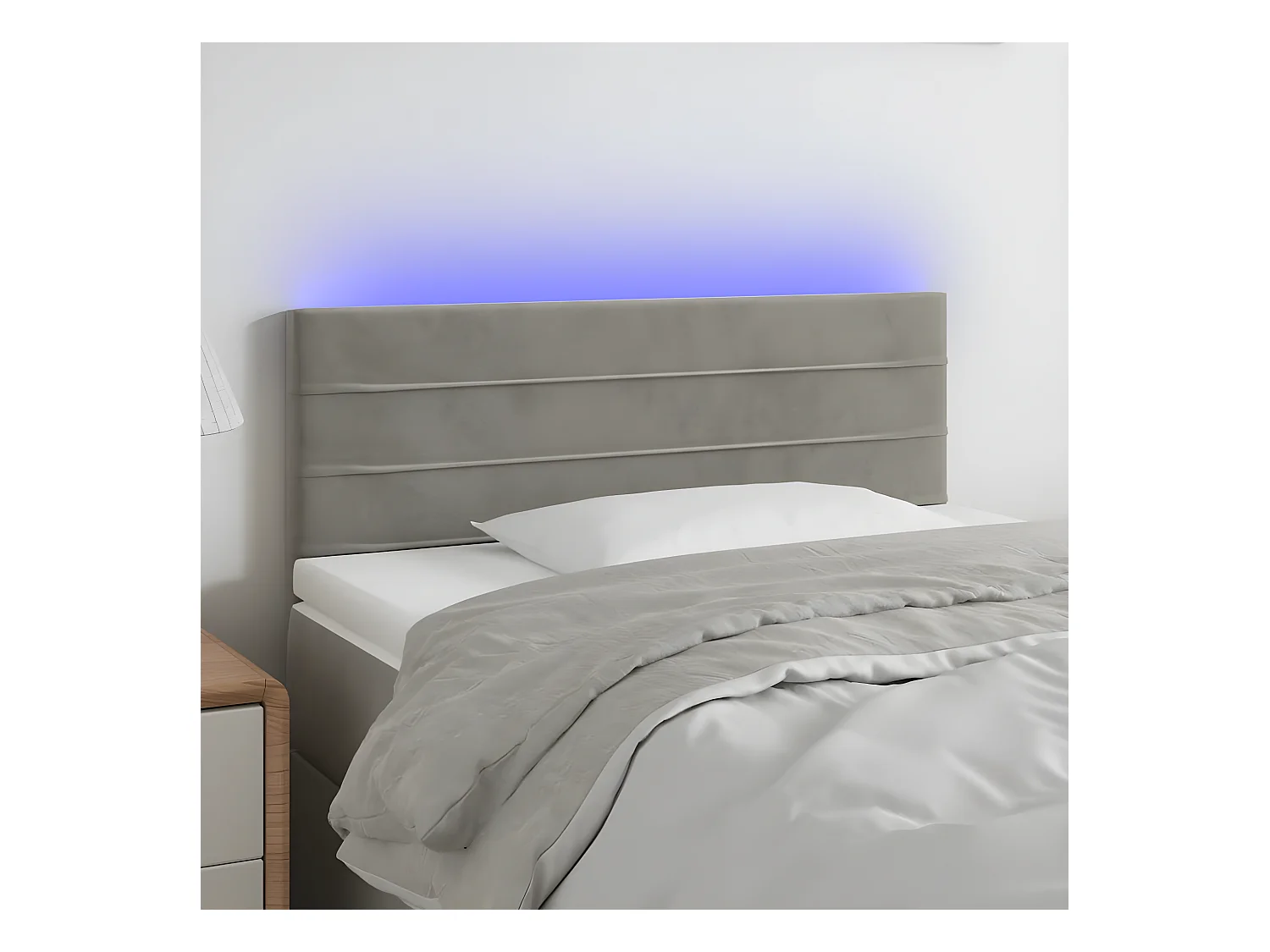 Hoofdbord LED 100x5x78/88 cm fluweel lichtgrijs