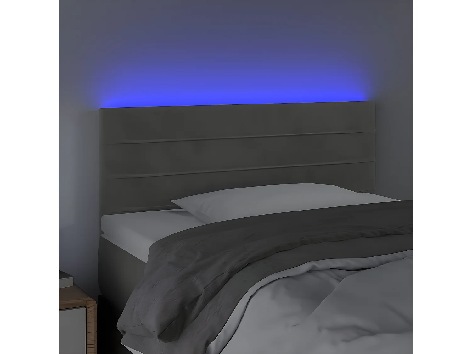 Tête de lit à LED Gris clair 100x5x78/88 cm Velours