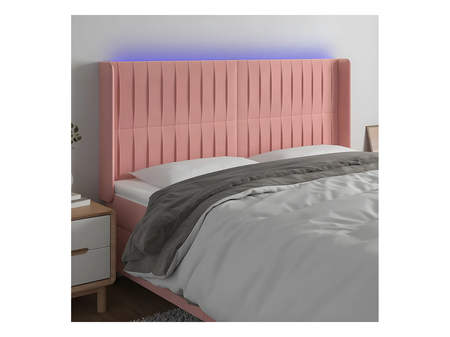 Tête de lit à LED Rose 163x16x118/128 cm Velours