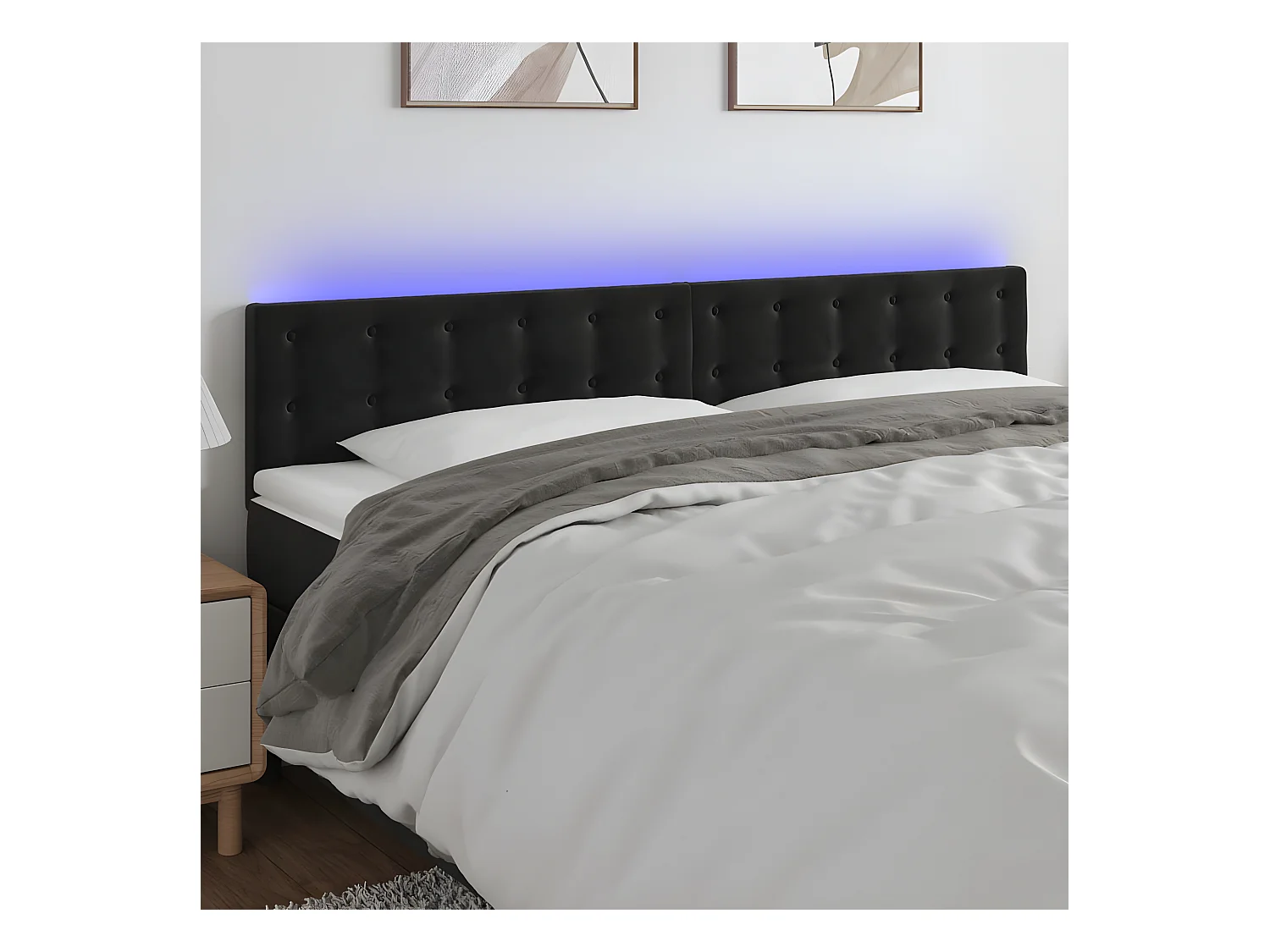 Tête de lit à LED Noir 160x5x78/88 cm Velours