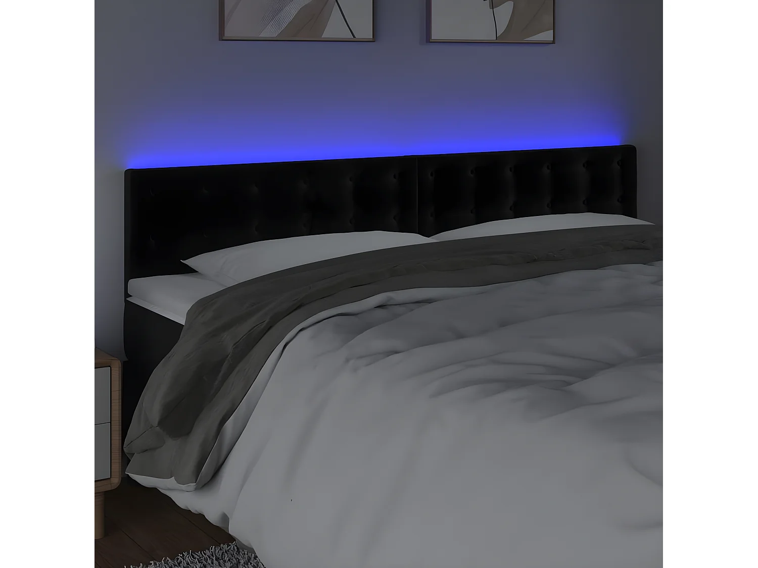 Tête de lit à LED Noir 160x5x78/88 cm Velours