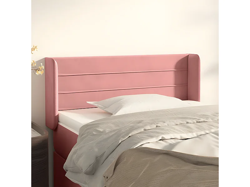 Tête de lit avec oreilles Rose 83x16x78/88 cm Velours