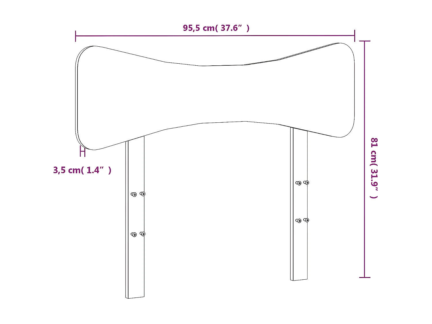Cabecero de cama madera maciza de pino blanco 90 cm