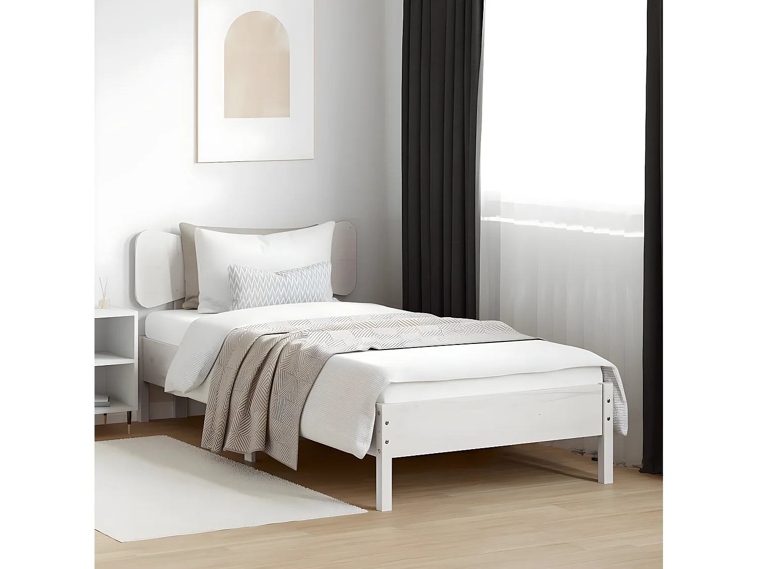 Cabecero de cama madera maciza de pino blanco 90 cm