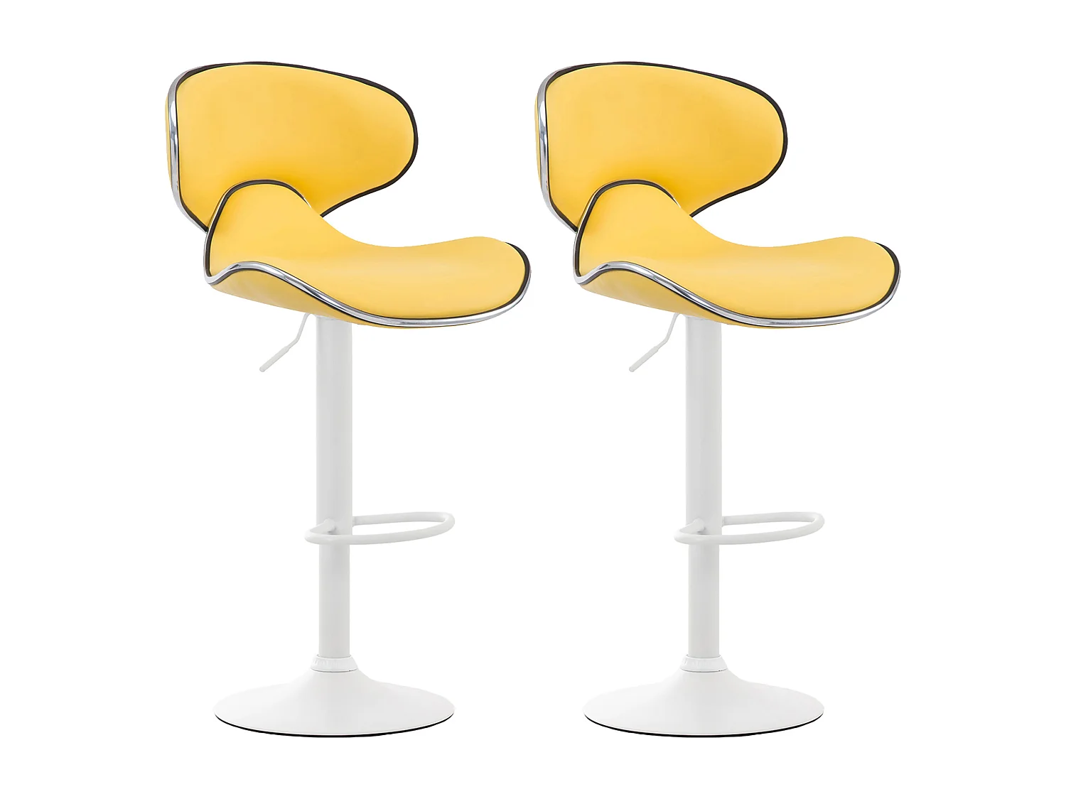 Lot de 2  Tabouret de bar - Similicuir & Blanc - Jaune - Las Vegas v2