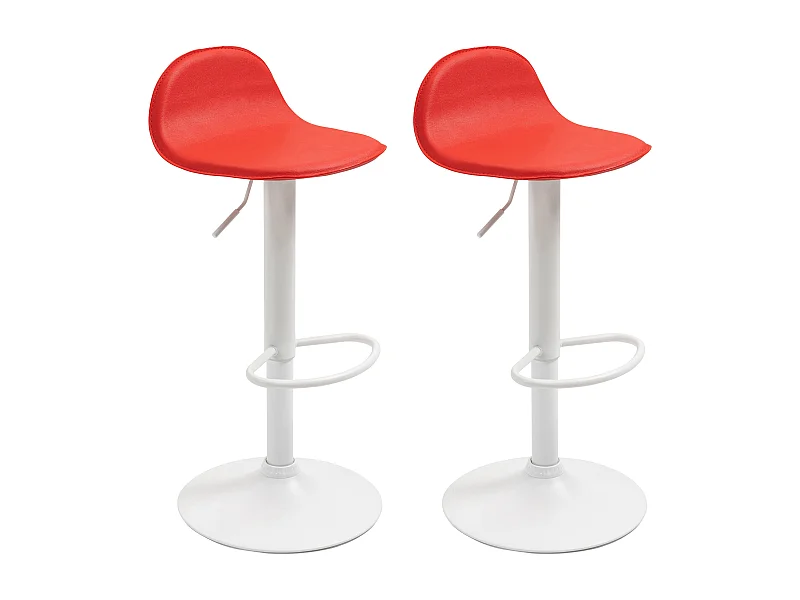 Lot de 2  Tabouret de bar - Similicuir & Métal - Rouge - Lana V2