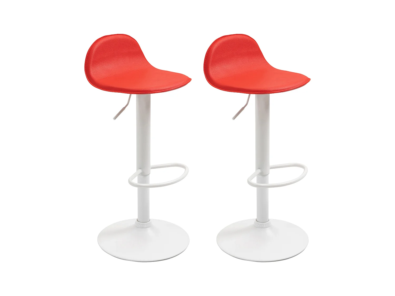 Lot de 2  Tabouret de bar - Similicuir & Métal - Rouge - Lana V2