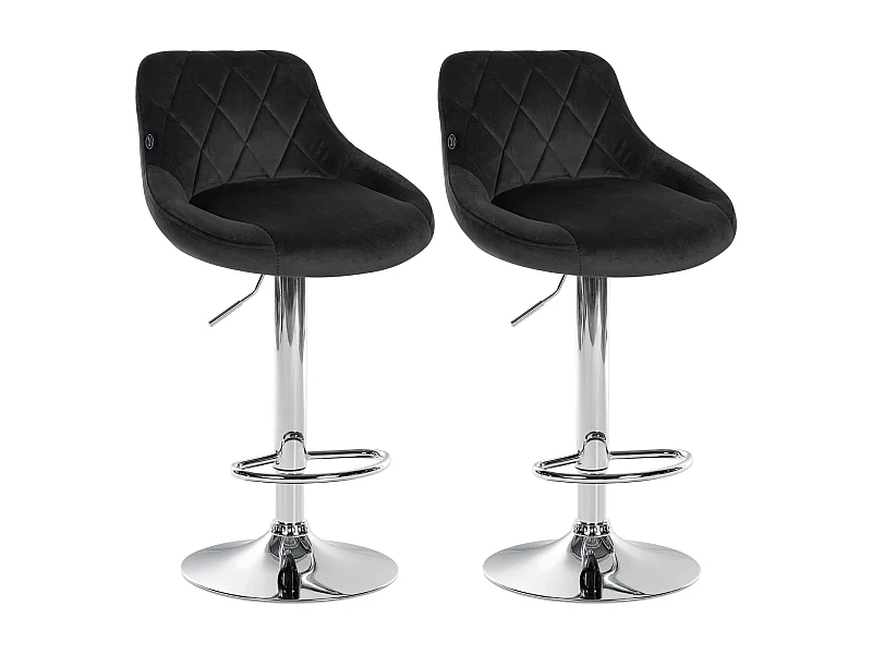 Lot de 2  Tabouret de bar - Velours & Métal - Noir - Lazio