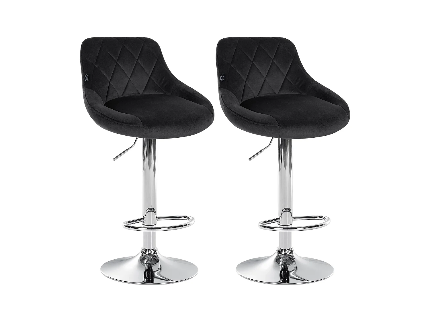 Lot de 2  Tabouret de bar - Velours & Métal - Noir - Lazio