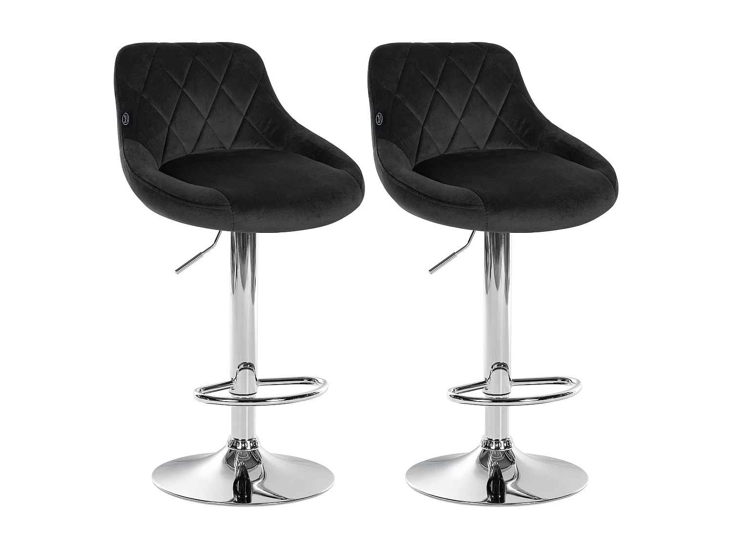 Lot de 2  Tabouret de bar - Velours & Métal - Noir - Lazio