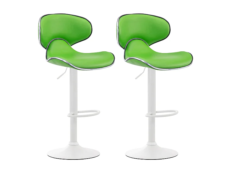 Lot de 2  Tabouret de bar - Similicuir & Blanc - Vert - Las Vegas v2
