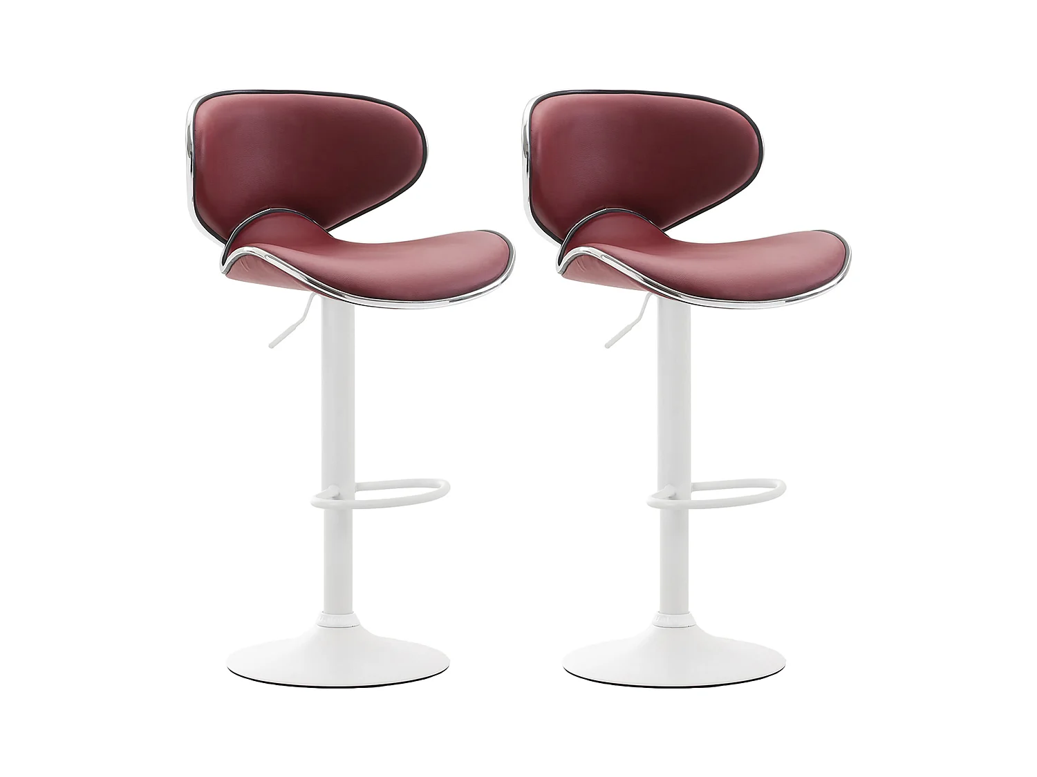 Lot de 2  Tabouret de bar - Similicuir & Blanc - Bordeaux - Las Vegas v2