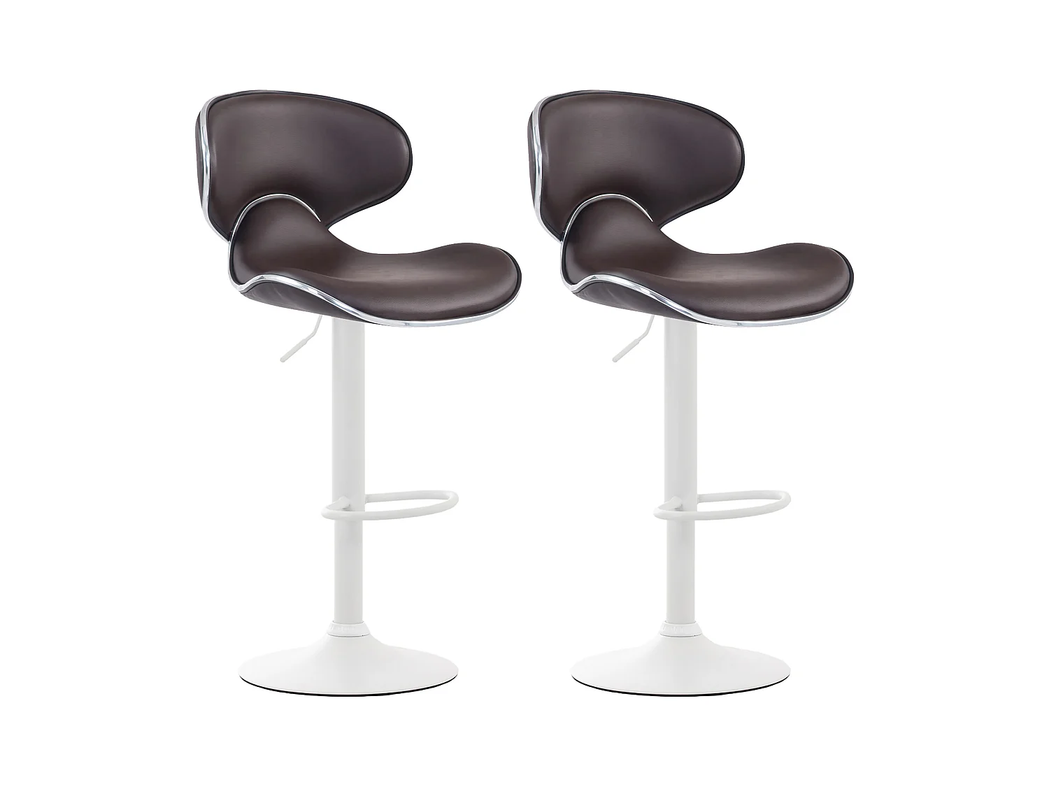 Lot de 2  Tabouret de bar - Similicuir & Blanc - Marron - Las Vegas v2