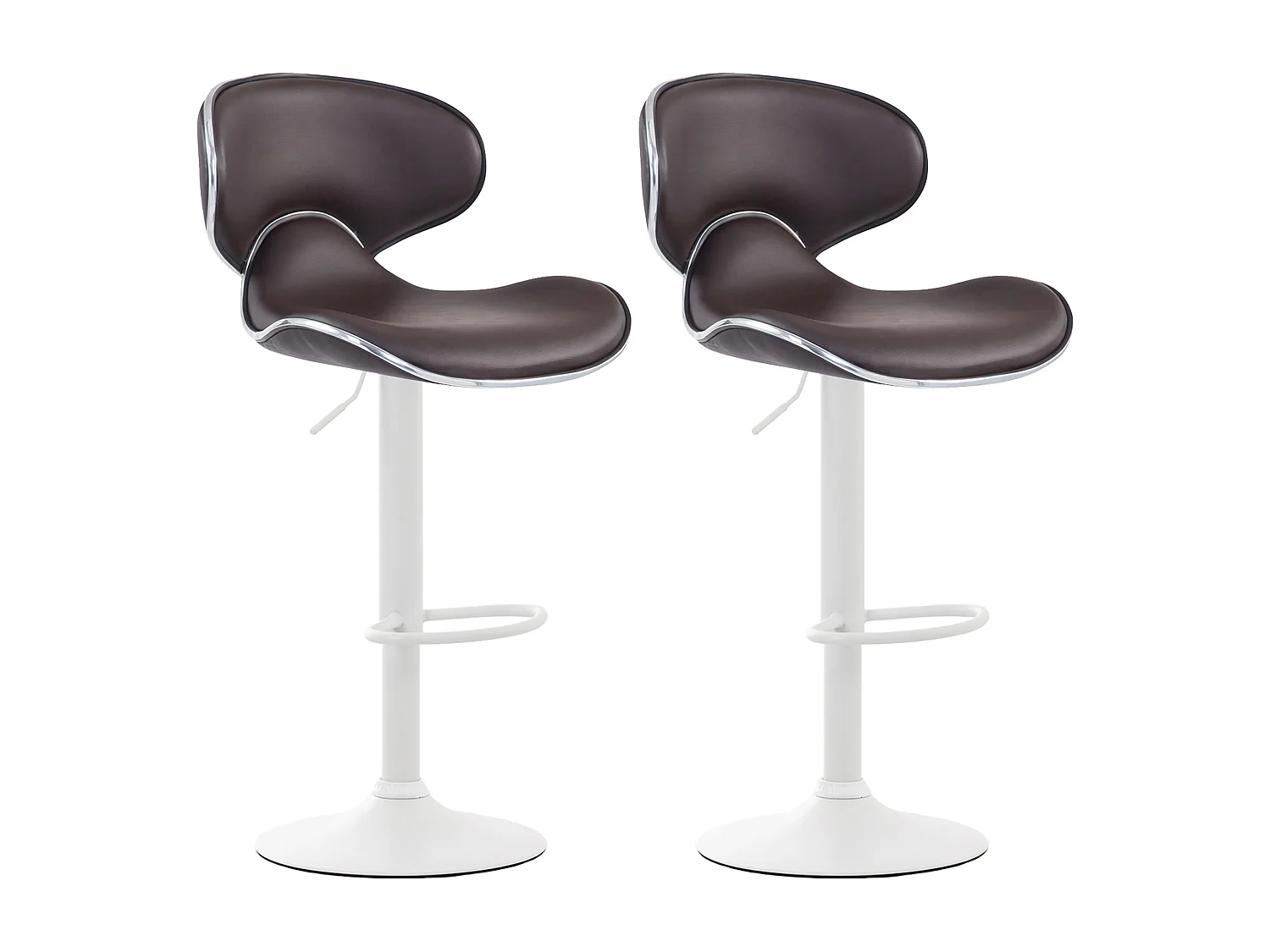Lot de 2  Tabouret de bar - Similicuir & Blanc - Marron - Las Vegas v2