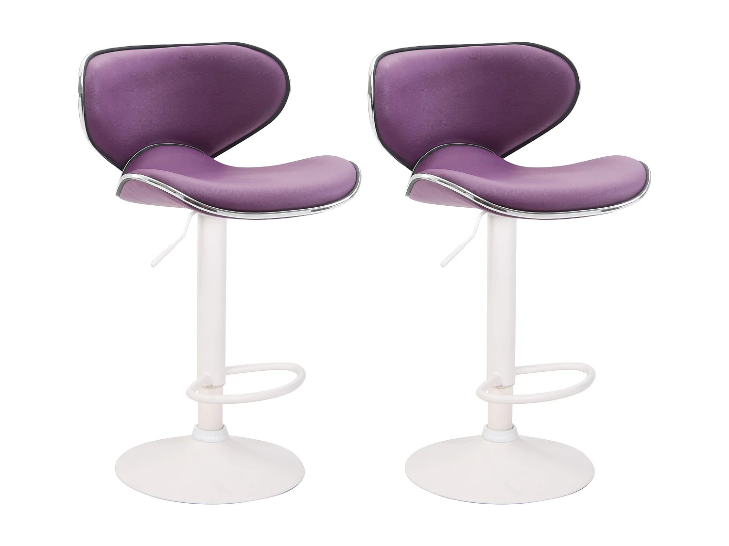 Lot de 2  Tabouret de bar - Similicuir & Blanc - Violet - Las Vegas v2