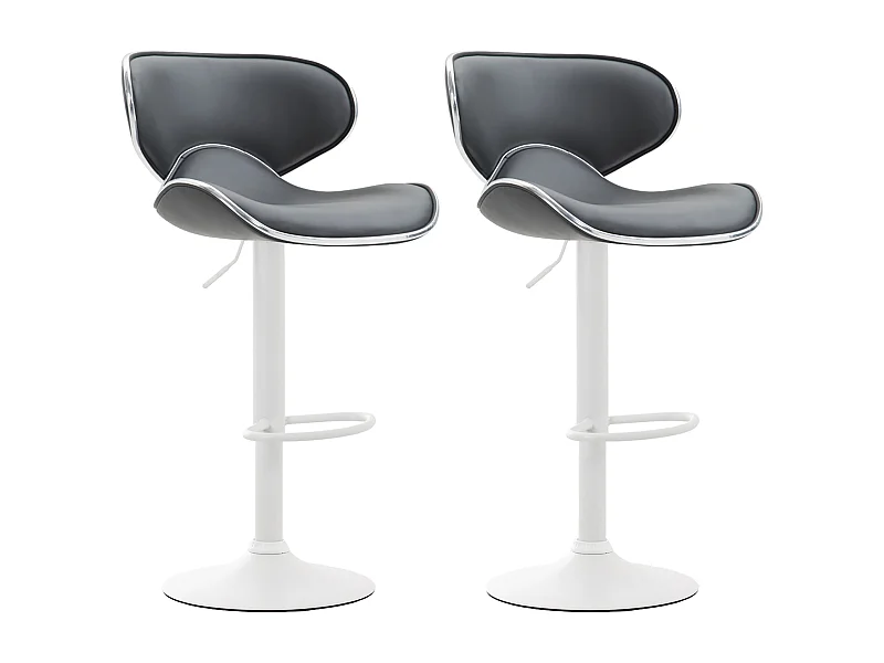 Lot de 2  Tabouret de bar - Similicuir & Blanc - Gris - Las Vegas v2