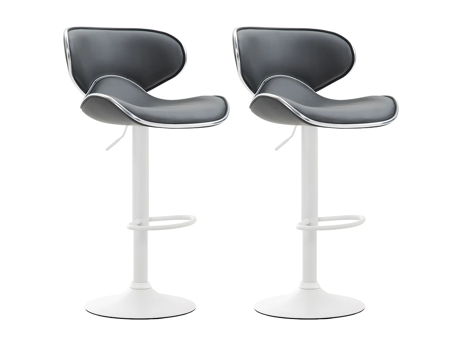 Lot de 2  Tabouret de bar - Similicuir & Blanc - Gris - Las Vegas v2