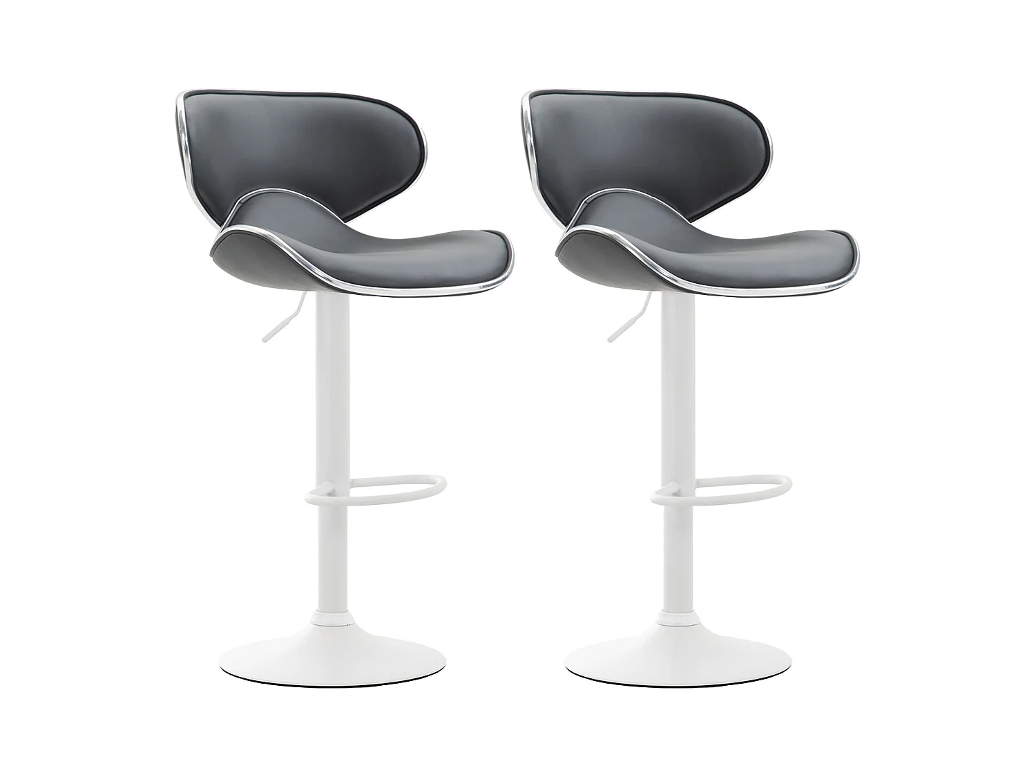 Lot de 2  Tabouret de bar - Similicuir & Blanc - Gris - Las Vegas v2