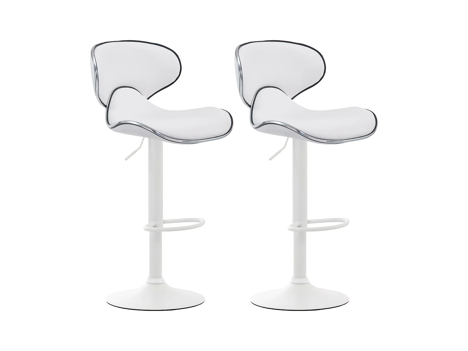 Lot de 2  Tabouret de bar - Similicuir & Blanc - Blanc - Las Vegas v2
