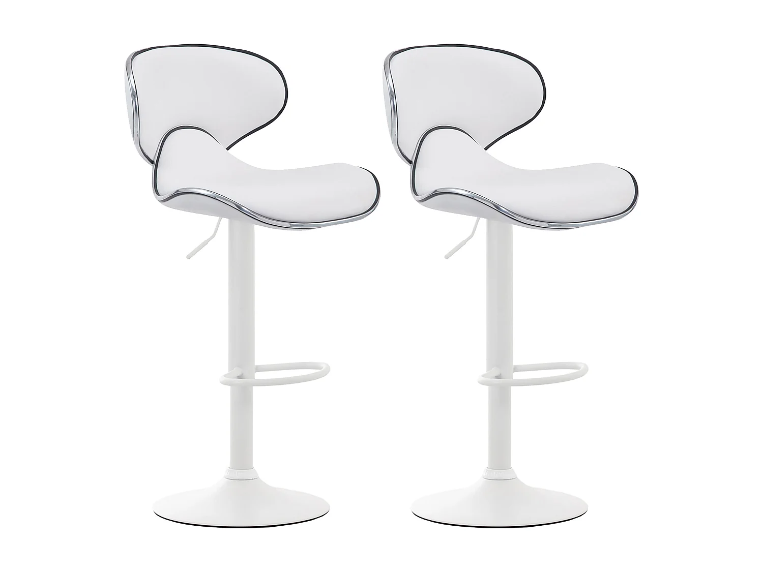 Lot de 2  Tabouret de bar - Similicuir & Blanc - Blanc - Las Vegas v2
