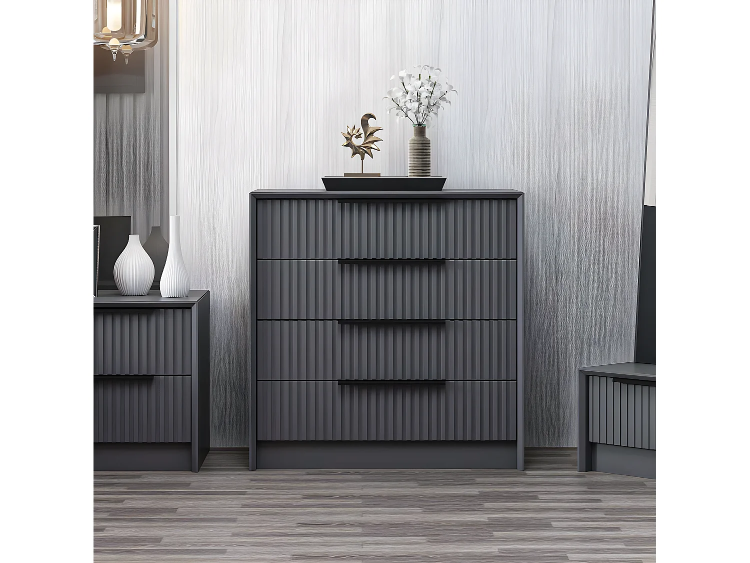 Commode 4 tiroirs Eurybie L100cm Anthracite