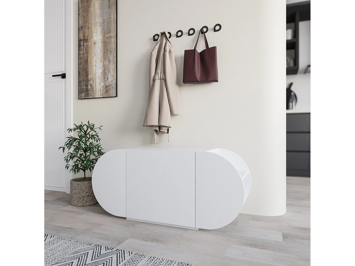 Zapatero Kailua 2145, Blanco, 110x50x40cm, Aglomerado laminado