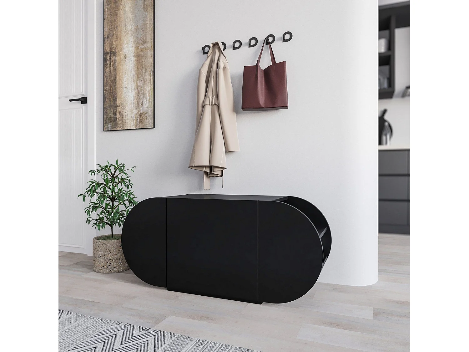 Zapatero Kailua 2145, Negro, 110x50x40cm, Aglomerado laminado