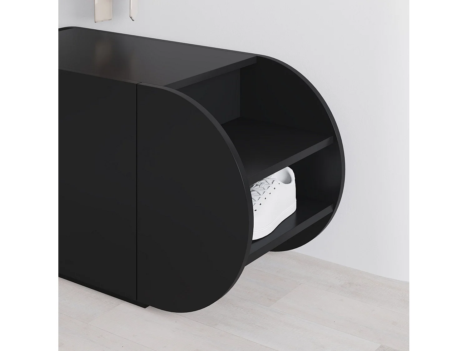 Meuble à chaussures design moderne 3 portes Piranza L110cm Noir