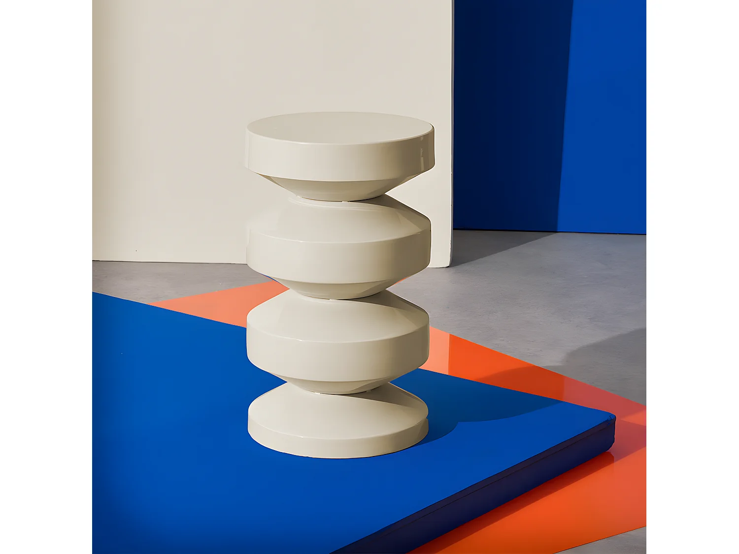 Bari - Table d'appoint ronde en aluminium ø30cm - Blanc ivoire