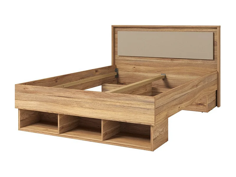 Lit 140x200 VOX avec 3 niches et 2 emplacements pour tiroirs, sans sommier