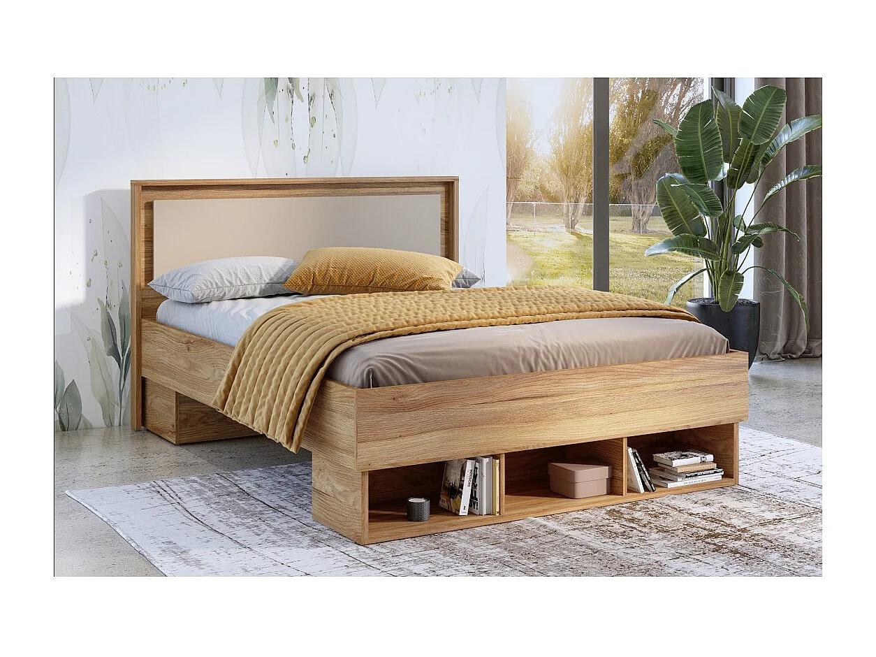 Cama 140x200 VOX con 3 nichos y 2 espacios para cajones, sin somier