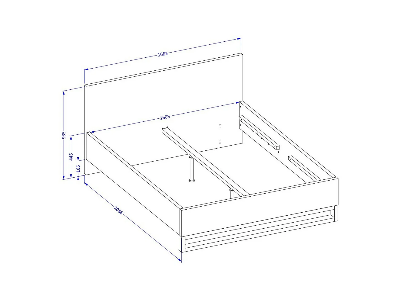 Opbergbed 160x200 in industriële stijl - MILOS collectie. Kleur ruw eiken en zwart.